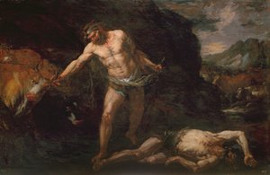 Hercules Slays the Giant Cacus and Steals Back the Cattle of Geryon by Giambattista Langetti