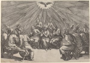 Pentecost by Gian Jacopo Caraglio after Raphael