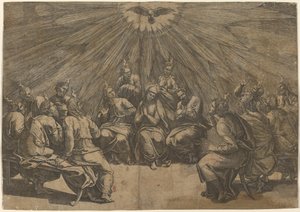 Pentecost by Gian Jacopo Caraglio after Raphael