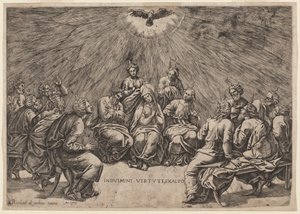 Pentecost by Gian Jacopo Caraglio, after Raphael
