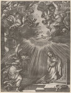The Annunciation by Gian Jacopo Caraglio after Titian