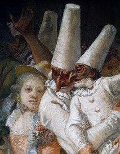 Pulcinella and Acrobats (detail) by Giandomenico  Tiepolo