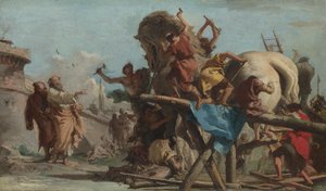 The Building of the Trojan Horse by Giandomenico (1727 1804) Tiepolo