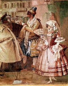 Venetian Masks (detail) by Giandomenico  Tiepolo