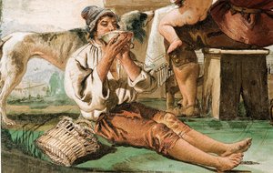 Peasant Family at Table (detail), from the Room of Rustic Scenes, in the Foresteria