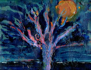 Tree and Strawberry Moon, 2016