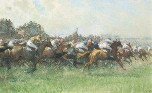 Tattenham Corner, the Epsom Derby by Gilbert Holiday