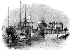 Boat Drawn Over a Sluice or Lock on a Canal