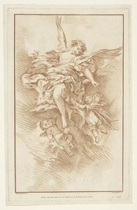 Angel with Three Putti in Clouds by Gilles Demarteau