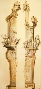 Design of a Case for Clock and Barometer with Thermometer, Two Versions, early 1730s