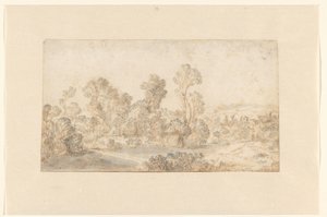 Hilly Landscape with Tall Trees Along a River by Gillis Claesz de Hondecoeter