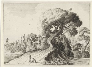 Two Men in Front of a Large Tree, Seven Landscapes by Gillis van Scheyndel (I)