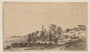 Figures on a Path before Farms on the Dunes, from Twelve Landscapes