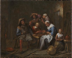 An Interior with Artisans and Peasants Eating and Drinking by Gillis van Tilborgh