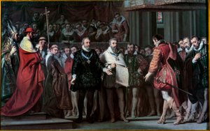 Philip II of Spain Recognizes Henry IV as King of France by Gillot Saint Evre