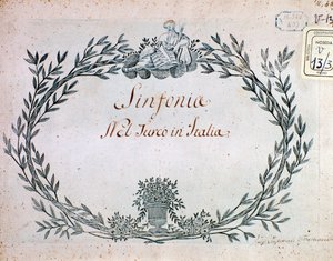 Page of musical score of the symphony of The Turk in Italy by Gioacchino Rossini