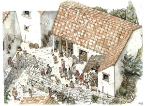 Ancient Greece: reconstruction of a shoemaker