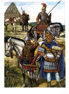 Barbarian: a Hun warrior, a Goth warrior and a Roman soldier by Giorgio Albertini