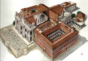 Baroque Architecture: Reconstruction of the Basilica of St. John Lateran. Illustration by Giorgio Albertini by Giorgio Albertini