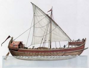 Byzantine Empire: Reconstruction of a Dromon, Warship, 9th-11th Century by Giorgio Albertini