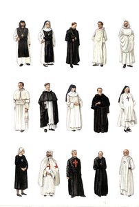 Costumes and dresses of nuns, monks at different times. by Giorgio Albertini