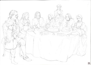 Daily Life: Family of the Nobility During a Sumptuous Meal by Giorgio Albertini