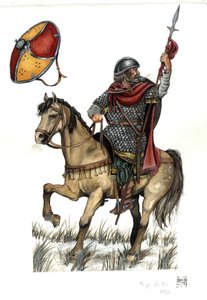 Middle Ages: soldier of the Carolingian heavy cavalry, 8th century. by Giorgio Albertini