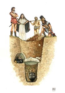 Neolithic: Section of a Villanovian Tomb, Urns Buried in Wells, 8th Century BC, Etruria, Italy by Giorgio Albertini