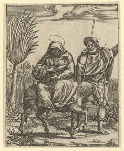 The Virgin of Sorrows: The Flight into Egypt, one of nine surrounding compartments by Giorgio Ghisi