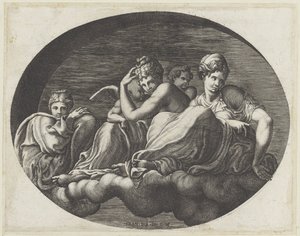 Venus, Two Goddesses, and Two Putti by Giorgio Ghisi