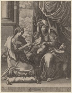 The Mystic Marriage of Saint Catherine by Giorgio Ghisi after Francesco Primaticcio