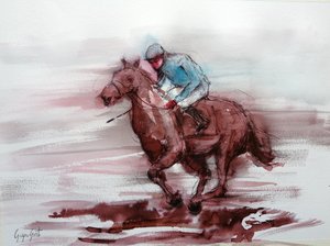 Galloping Racehorse Jockey by Giorgio Gosti