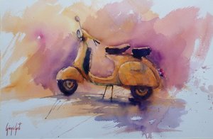 Golden Retro Scooter