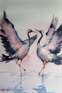 Graceful Crane Dance by Giorgio Gosti