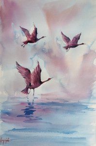 Graceful Pink Birds by Giorgio Gosti