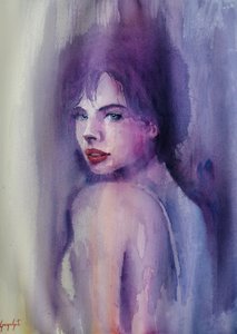 Purple Watercolor Woman by Giorgio Gosti