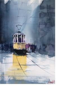 Rainy City Tram by Giorgio Gosti