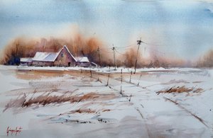 Snowy Winter Farm by Giorgio Gosti