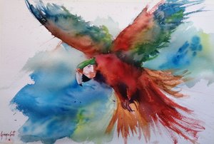 Vibrant Macaw in Flight by Giorgio Gosti