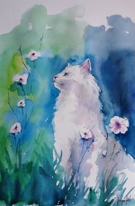 White Cat In Bloom by Giorgio Gosti