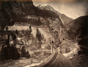 A Stretch of the San Gottardo Railroad at Faido