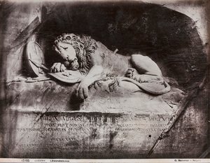 The sculptured monument of a lion by Lukas Ahorn in Lucerna