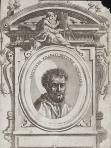 Battista Franco Veneziano, born as Giovanni Battista Franco, an Italian artist. Engraving by Giorgio Vasari