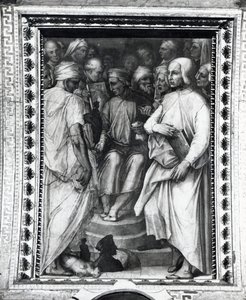 Cosimo de Medici seated among philosophers and artists in the Sala di Cosimo il Vecchio by Giorgio Vasari
