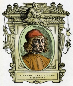 Portrait of Filippo Lippi (1406-1469) Florentine painter. Xylography from “The life of painters” by Giorgio Vasari.