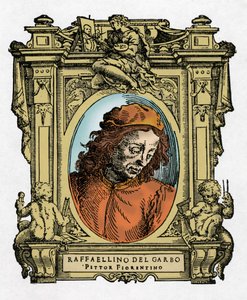 Portrait of Raffaellino del Garbo, engraving from Lives of the Most Excellent Painters, Sculptors and Architects by Giorgio Vasari