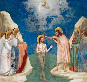 Baptism of Christ, (detail) from Life and Passion of Christ, by Giotto