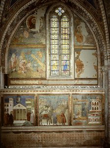 Scenes from the Life of St. Francis: The Simple Man Honours St. Francis; St. Francis Gives his Coat to the Poor Knight; St Francis Sees in the Dream a Palace full of Arms