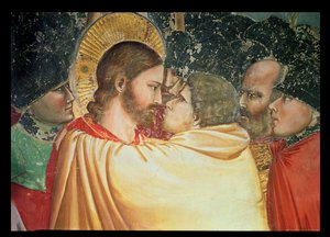The Betrayal of Christ, (detail) of the kiss
