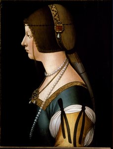 Portrait of the Empress Bianca Maria Sforza by Giovanni Ambrogio de (circle of) Predis